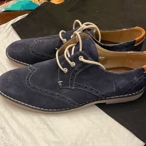 Ted Baker Jamfro Blue Suede Leather Wingtip Oxfords Shoes Men's Size 12